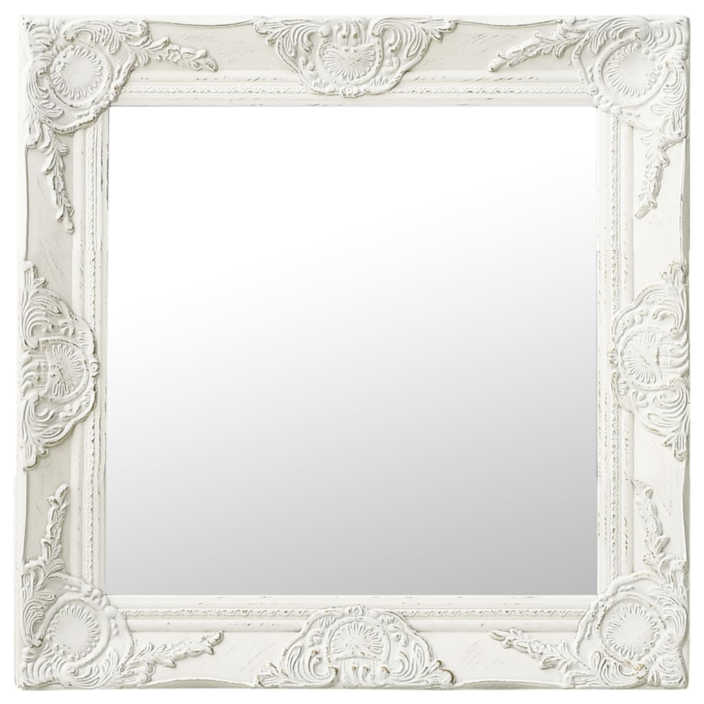 Oglindă de perete în stil baroc, alb, 50 x 50 cm Lando - Lando