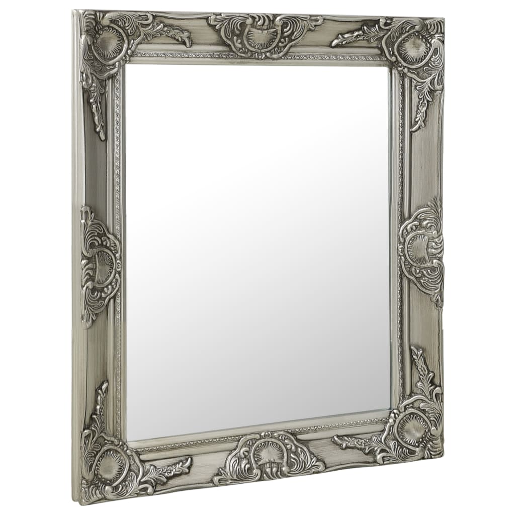 Oglindă de perete în stil baroc, argintiu, 50 x 60 cm - Lando