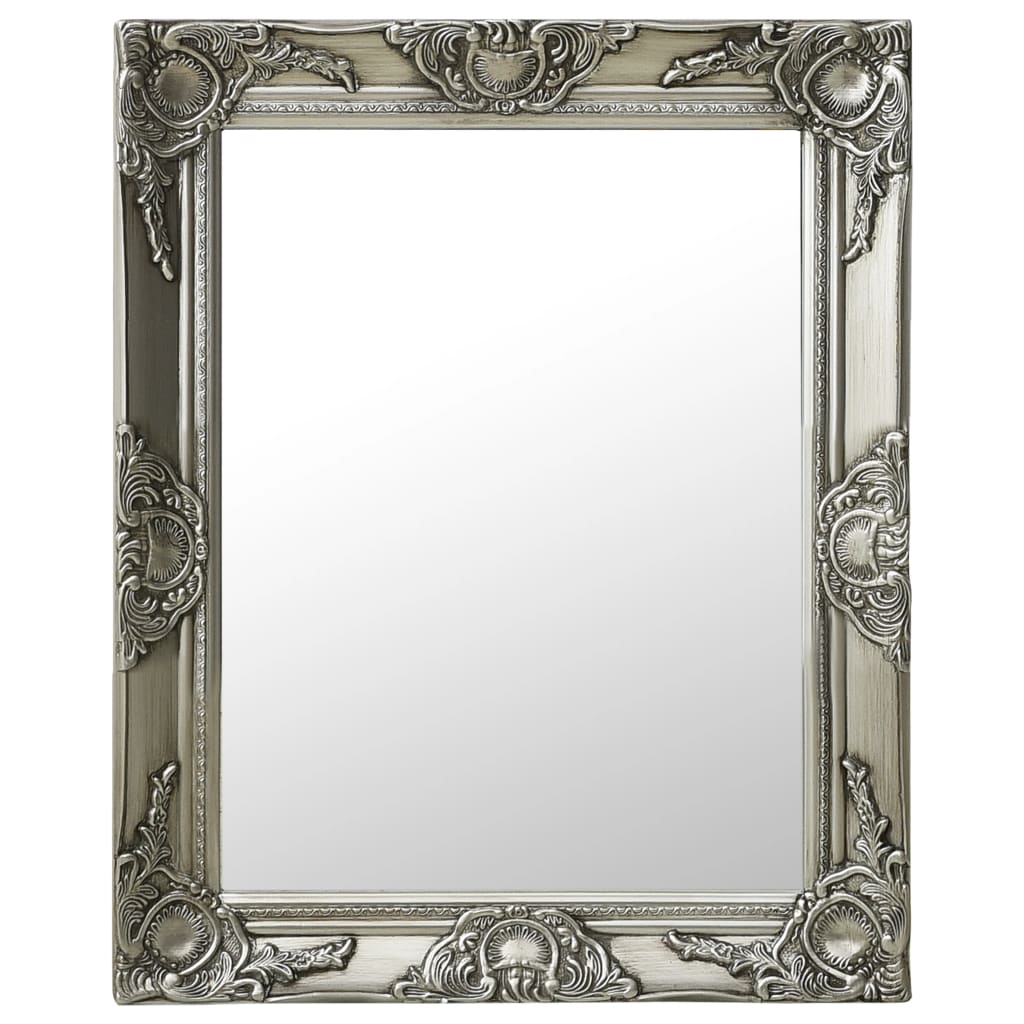 Oglindă de perete în stil baroc, argintiu, 50 x 60 cm - Lando