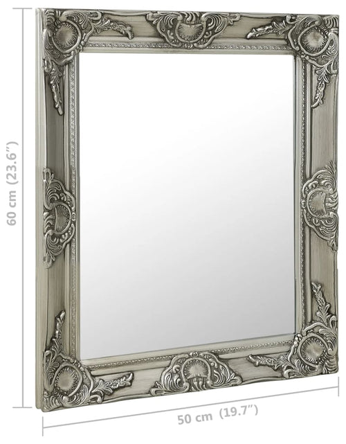 Încărcați imaginea în vizualizatorul Galerie, Oglindă de perete în stil baroc, argintiu, 50 x 60 cm - Lando
