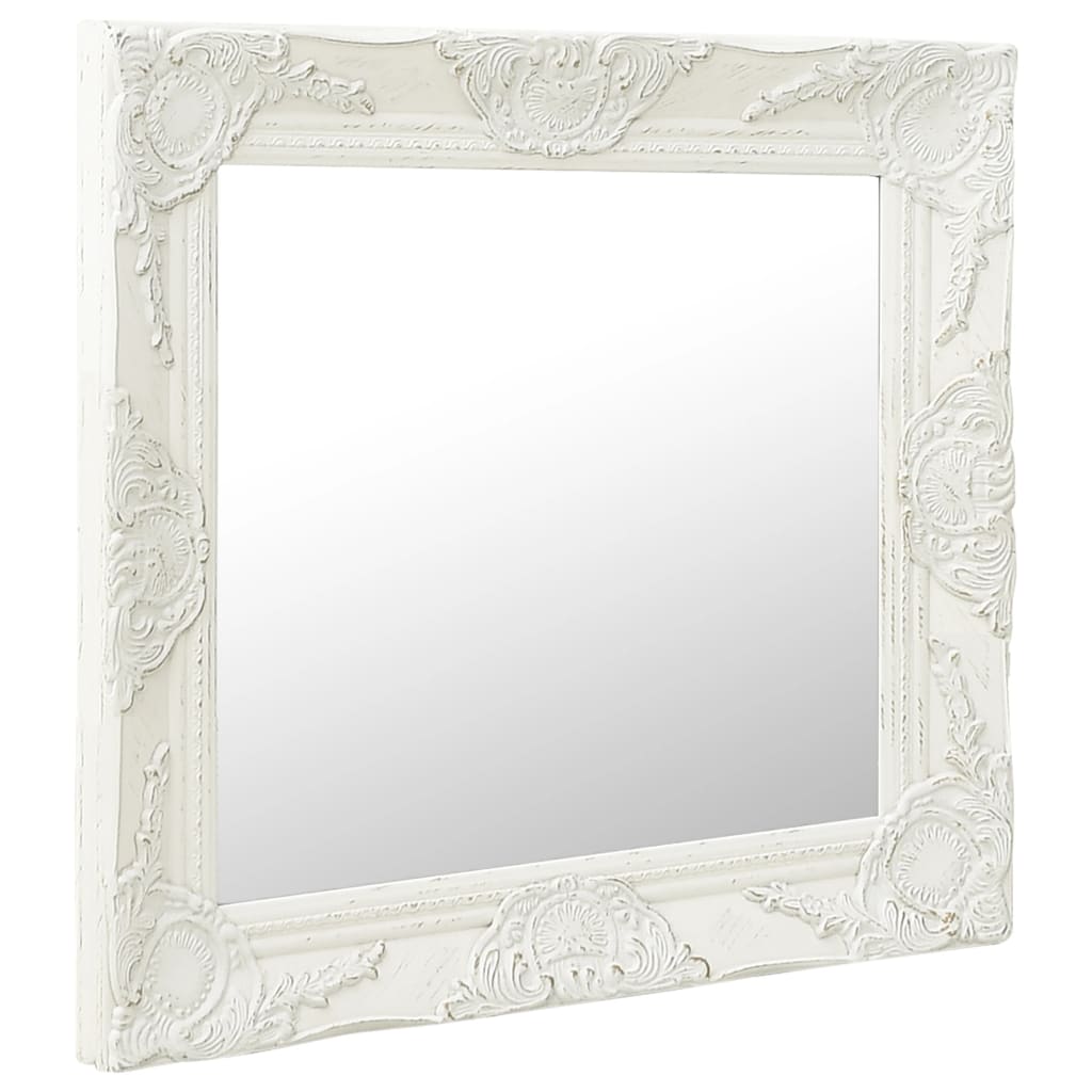 Oglindă de perete în stil baroc, alb, 60 x 60 cm - Lando