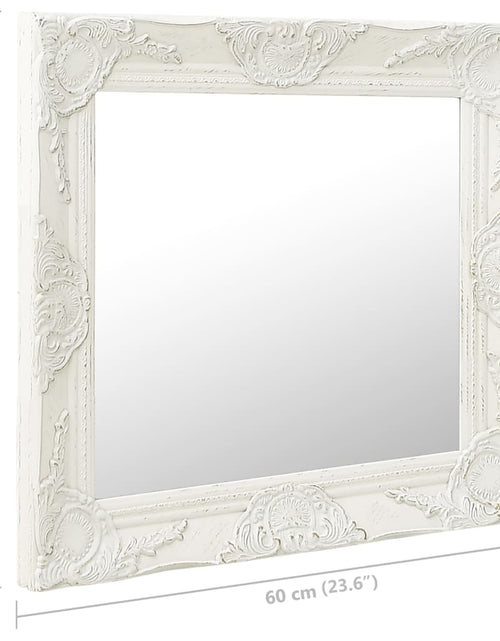 Încărcați imaginea în vizualizatorul Galerie, Oglindă de perete în stil baroc, alb, 60 x 60 cm - Lando
