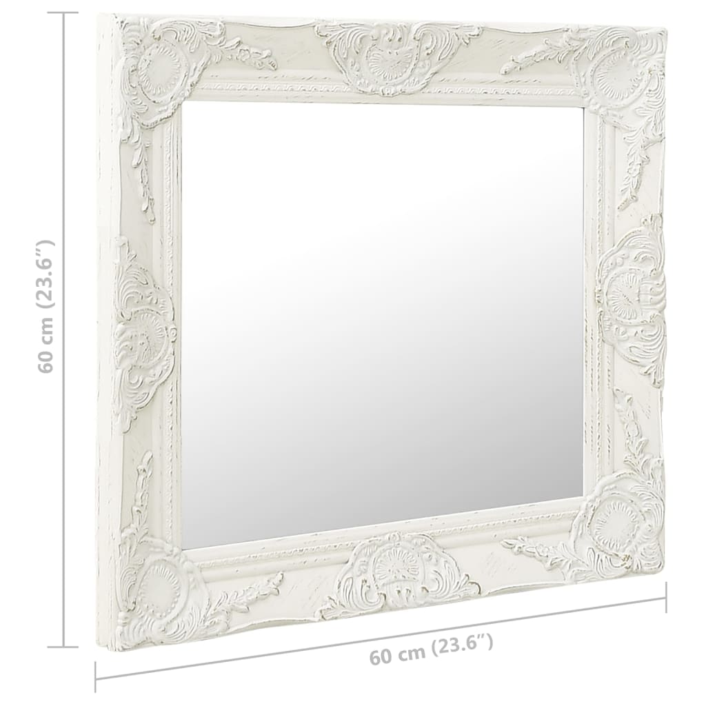 Oglindă de perete în stil baroc, alb, 60 x 60 cm - Lando