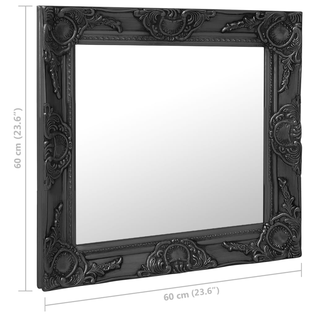 Oglindă de perete în stil baroc, negru, 60 x 60 cm Lando - Lando
