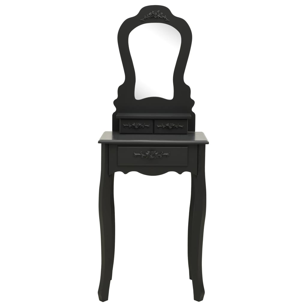 Set masă de toaletă cu taburet negru 50x59x136 cm paulownia - Lando
