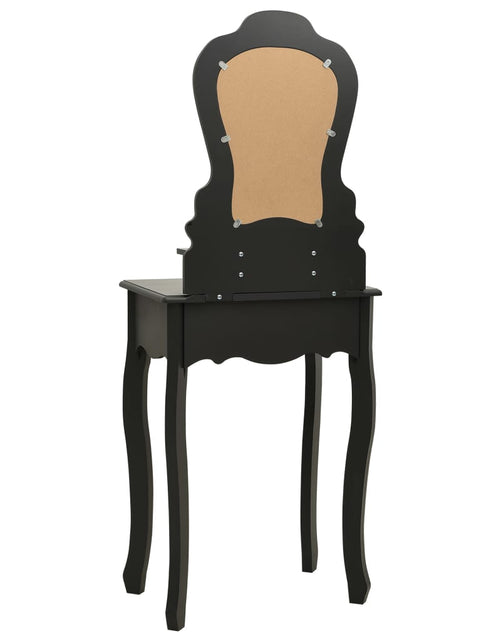 Încărcați imaginea în vizualizatorul Galerie, Set masă de toaletă cu taburet negru 50x59x136 cm paulownia - Lando
