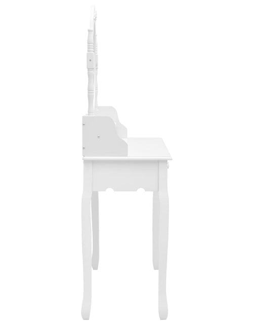 Загрузите изображение в средство просмотра галереи, Set masă de toaletă cu taburet alb 75x69x140 cm lemn paulownia - Lando
