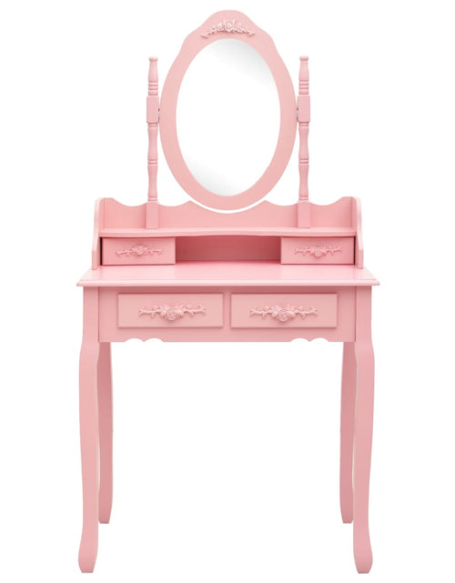 Загрузите изображение в средство просмотра галереи, Set masă de toaletă cu taburet roz 75x69x140 cm lemn paulownia - Lando
