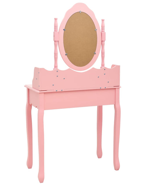 Încărcați imaginea în vizualizatorul Galerie, Set masă de toaletă cu taburet roz 75x69x140 cm lemn paulownia - Lando
