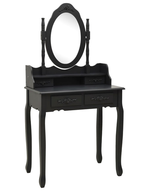 Загрузите изображение в средство просмотра галереи, Set masă toaletă cu taburet negru 75x69x140 cm lemn paulownia - Lando
