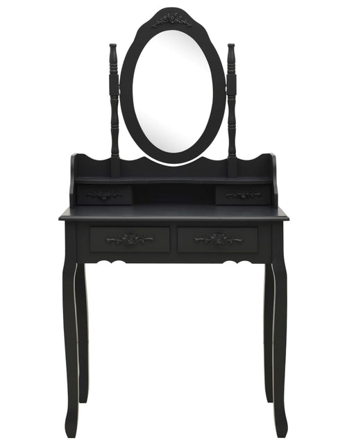 Încărcați imaginea în vizualizatorul Galerie, Set masă toaletă cu taburet negru 75x69x140 cm lemn paulownia - Lando
