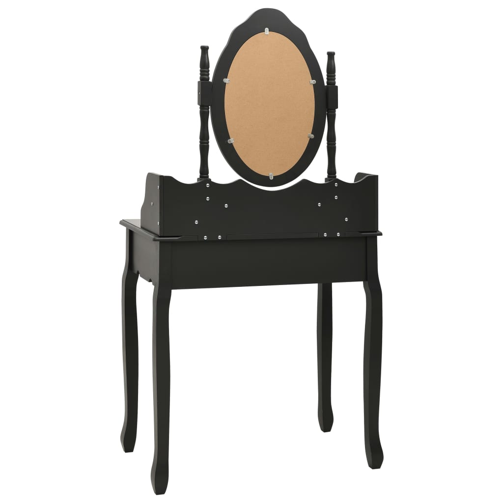 Set masă toaletă cu taburet negru 75x69x140 cm lemn paulownia - Lando