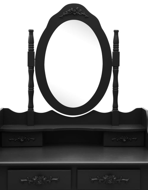 Încărcați imaginea în vizualizatorul Galerie, Set masă toaletă cu taburet negru 75x69x140 cm lemn paulownia - Lando
