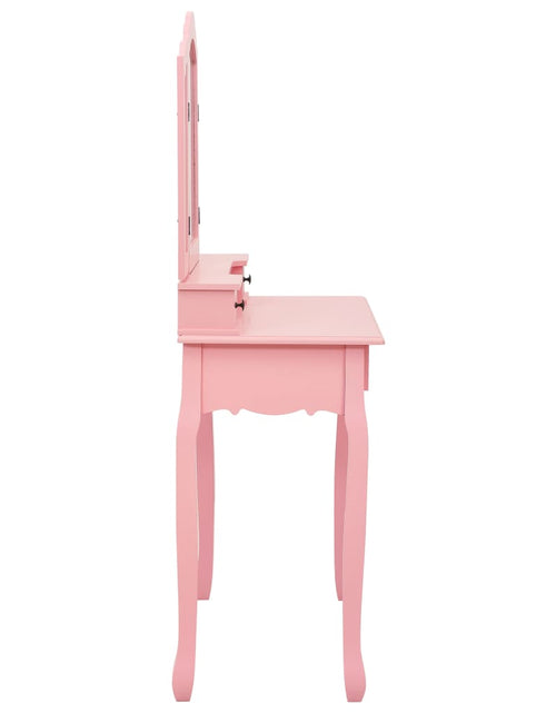 Încărcați imaginea în vizualizatorul Galerie, Set masă de toaletă cu taburet roz 80x69x141 cm lemn paulownia - Lando
