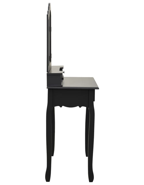 Încărcați imaginea în vizualizatorul Galerie, Set masă toaletă cu taburet negru 80x69x141 cm lemn paulownia - Lando
