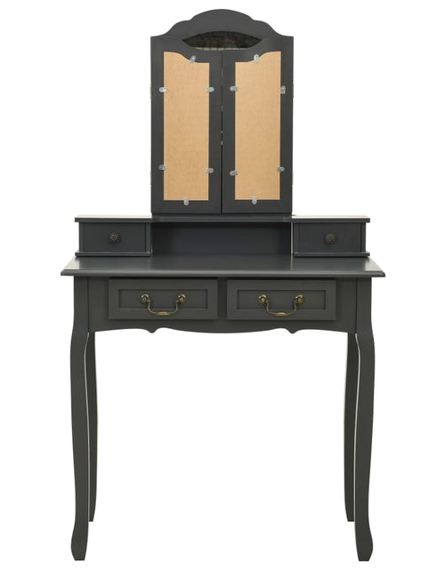 Загрузите изображение в средство просмотра галереи, Set masă de toaletă cu taburet gri 80x69x141 cm lemn paulownia - Lando
