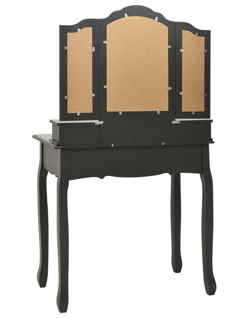 Загрузите изображение в средство просмотра галереи, Set masă de toaletă cu taburet gri 80x69x141 cm lemn paulownia - Lando
