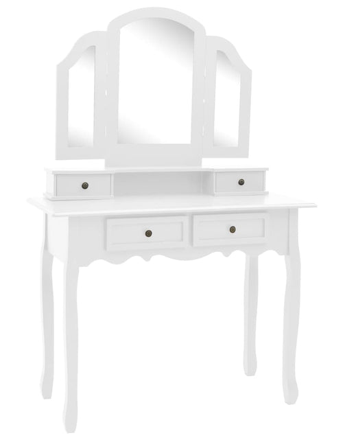Загрузите изображение в средство просмотра галереи, Set masă toaletă cu taburet alb 100x40x146 cm lemn paulownia - Lando
