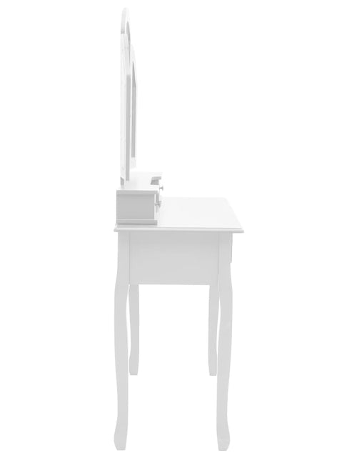 Încărcați imaginea în vizualizatorul Galerie, Set masă toaletă cu taburet alb 100x40x146 cm lemn paulownia - Lando
