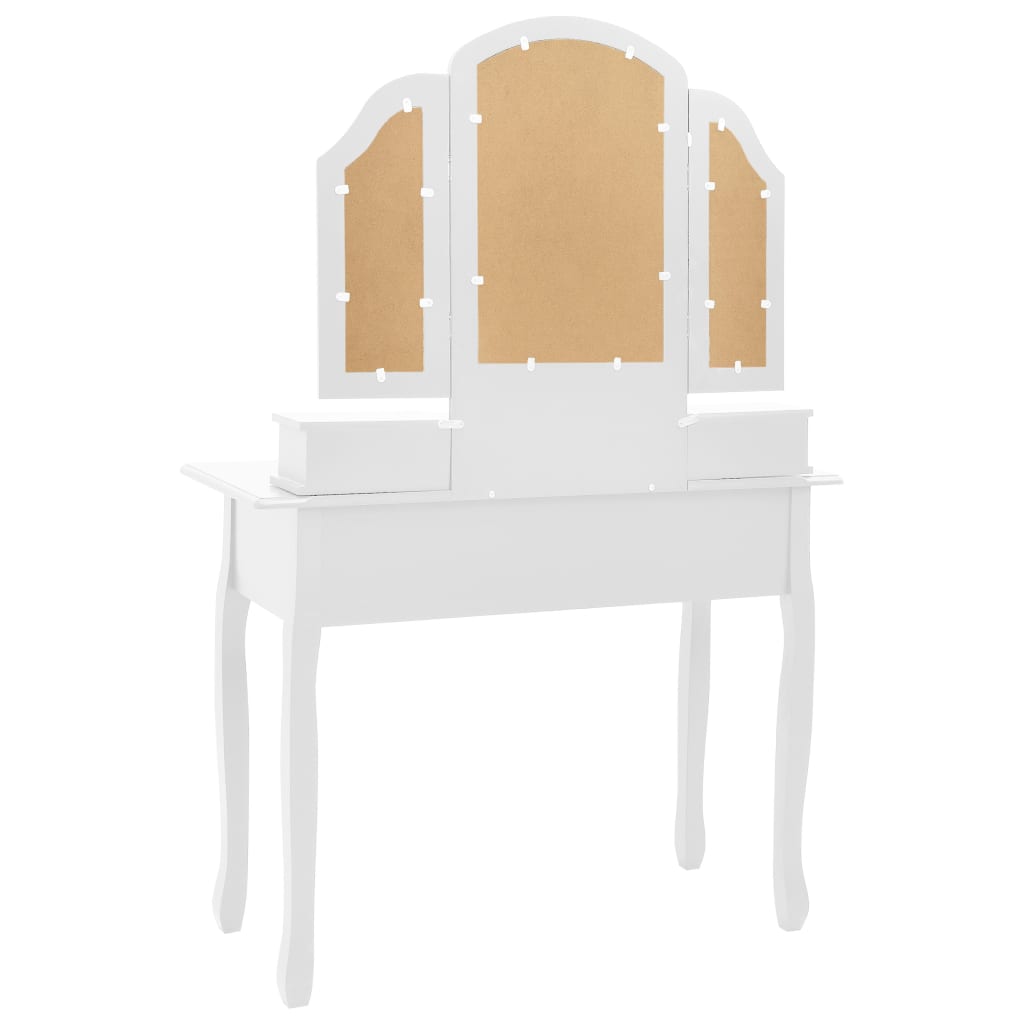 Set masă toaletă cu taburet alb 100x40x146 cm lemn paulownia - Lando