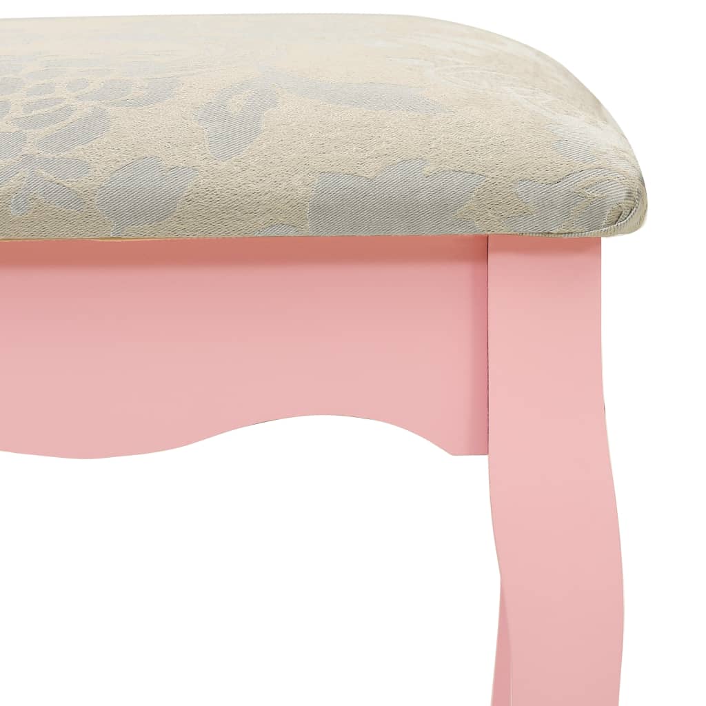 Set masă toaletă cu taburet roz 100x40x146 cm lemn paulownia - Lando