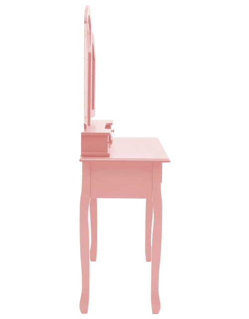 Încărcați imaginea în vizualizatorul Galerie, Set masă toaletă cu taburet roz 100x40x146 cm lemn paulownia - Lando
