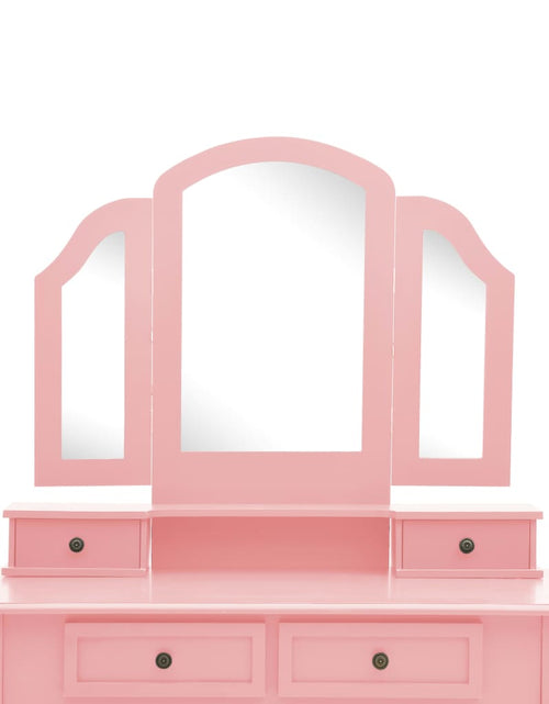 Încărcați imaginea în vizualizatorul Galerie, Set masă toaletă cu taburet roz 100x40x146 cm lemn paulownia - Lando
