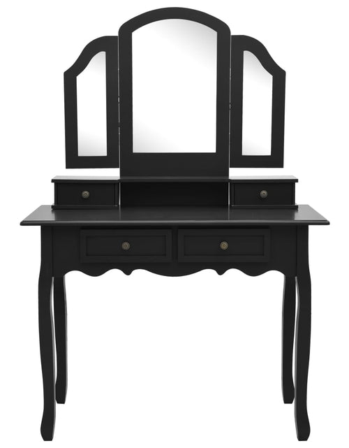 Încărcați imaginea în vizualizatorul Galerie, Set masă toaletă cu taburet negru 100x40x146 cm lemn paulownia - Lando
