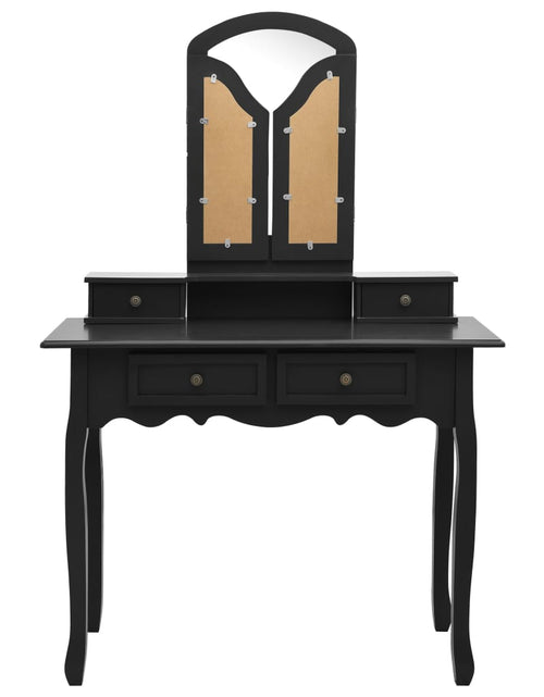 Загрузите изображение в средство просмотра галереи, Set masă toaletă cu taburet negru 100x40x146 cm lemn paulownia - Lando
