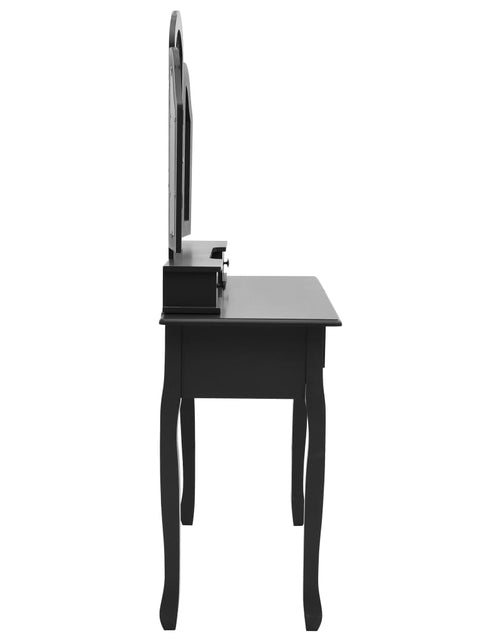 Загрузите изображение в средство просмотра галереи, Set masă toaletă cu taburet negru 100x40x146 cm lemn paulownia - Lando
