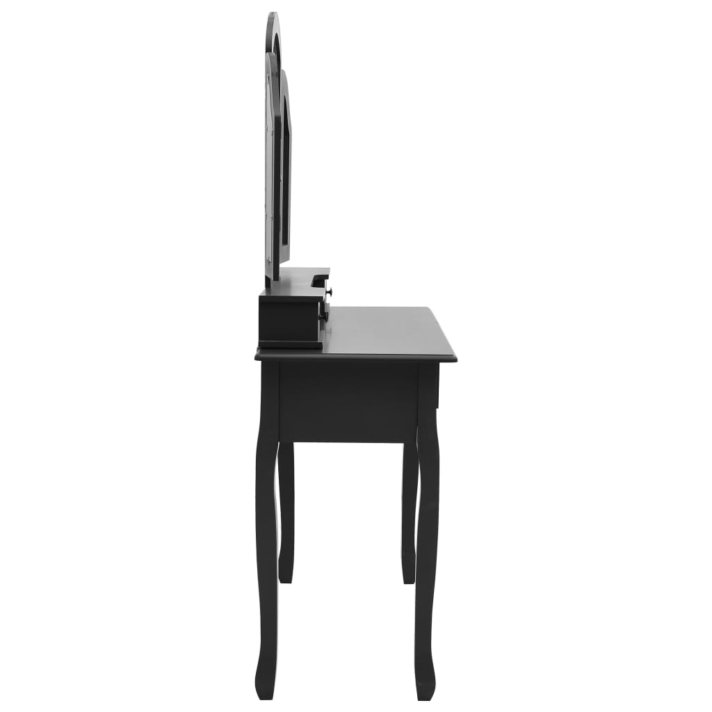 Set masă toaletă cu taburet negru 100x40x146 cm lemn paulownia - Lando