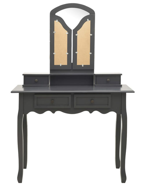 Încărcați imaginea în vizualizatorul Galerie, Set masă de toaletă cu taburet gri 100x40x146 cm lemn paulownia - Lando
