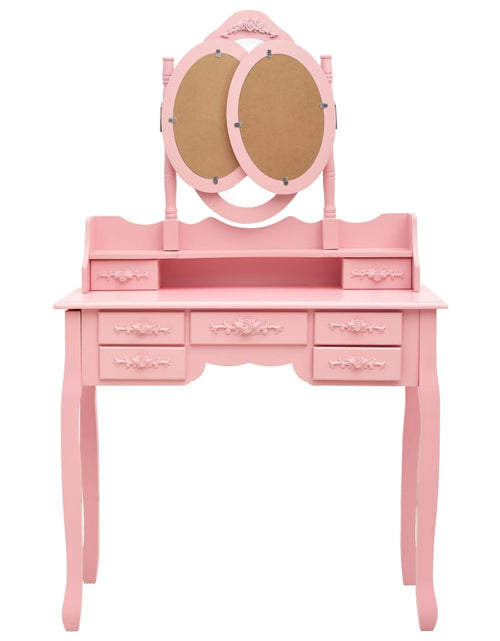 Încărcați imaginea în vizualizatorul Galerie, Masă de toaletă cu taburet și triptic oglinzi, roz - Lando
