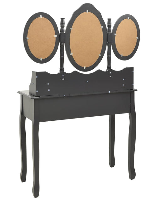Încărcați imaginea în vizualizatorul Galerie, Masă de toaletă cu taburet și triptic oglinzi, gri - Lando
