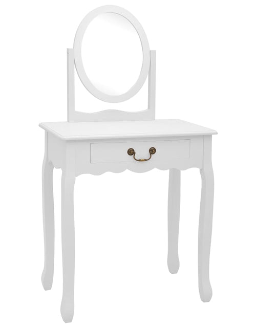 Încărcați imaginea în vizualizatorul Galerie, Masă toaletă cu taburet, alb, 65x36x128 cm, lemn paulownia, MDF - Lando
