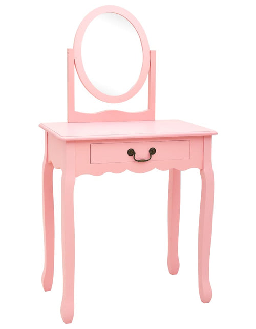 Загрузите изображение в средство просмотра галереи, Masă toaletă cu taburet, roz, 65x36x128 cm, lemn paulownia, MDF - Lando
