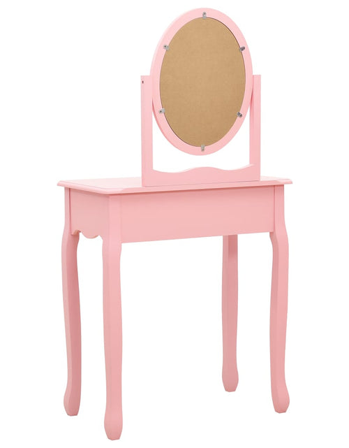 Загрузите изображение в средство просмотра галереи, Masă toaletă cu taburet, roz, 65x36x128 cm, lemn paulownia, MDF - Lando
