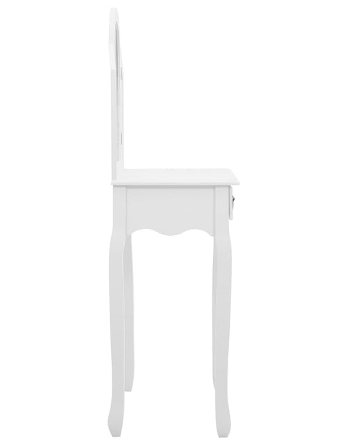 Încărcați imaginea în vizualizatorul Galerie, Masă toaletă cu taburet, alb, 65x36x128 cm, lemn paulownia, MDF - Lando
