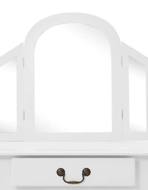 Загрузите изображение в средство просмотра галереи, Masă toaletă cu taburet, alb, 65x36x128 cm, lemn paulownia, MDF - Lando
