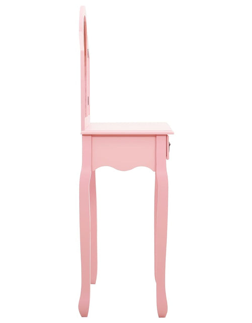 Încărcați imaginea în vizualizatorul Galerie, Masă toaletă cu taburet, roz, 65x36x128 cm, lemn paulownia, MDF - Lando
