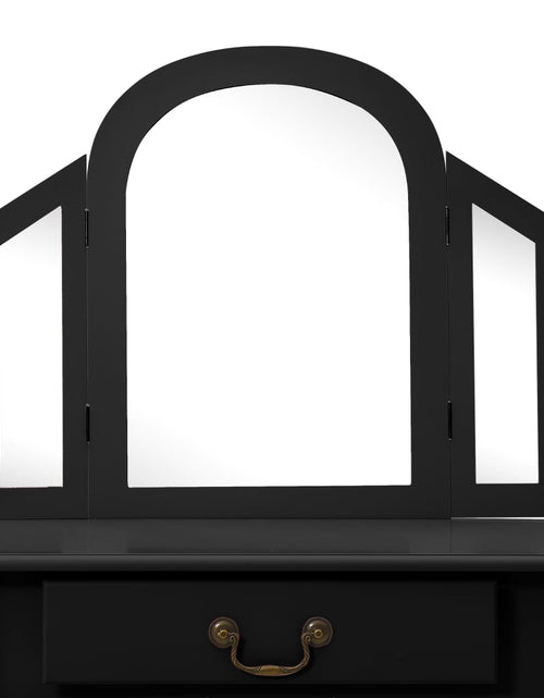 Загрузите изображение в средство просмотра галереи, Masă toaletă cu taburet negru 65x36x128 cm lemn paulownia MDF - Lando
