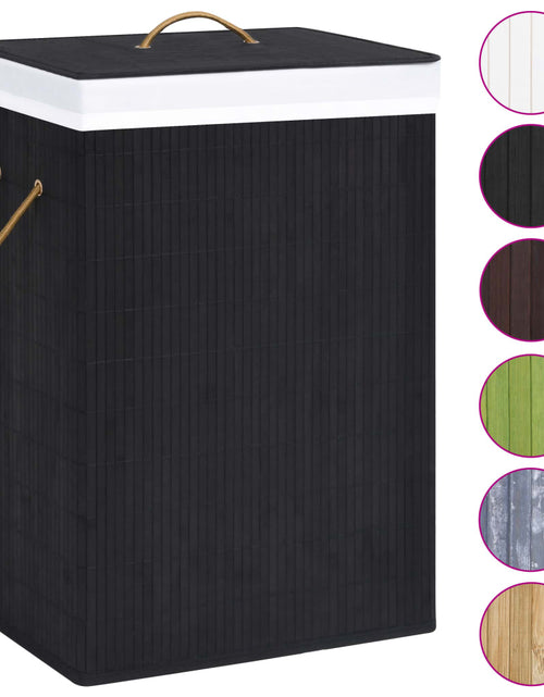 Încărcați imaginea în vizualizatorul Galerie, Coș de rufe din bambus cu 2 secțiuni, negru, 72 L Lando - Lando
