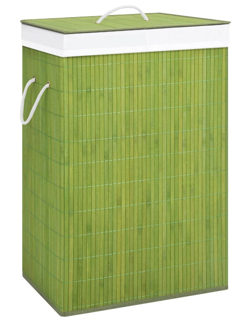 Încărcați imaginea în vizualizatorul Galerie, Coș de rufe din bambus cu 2 secțiuni, verde, 72 L - Lando

