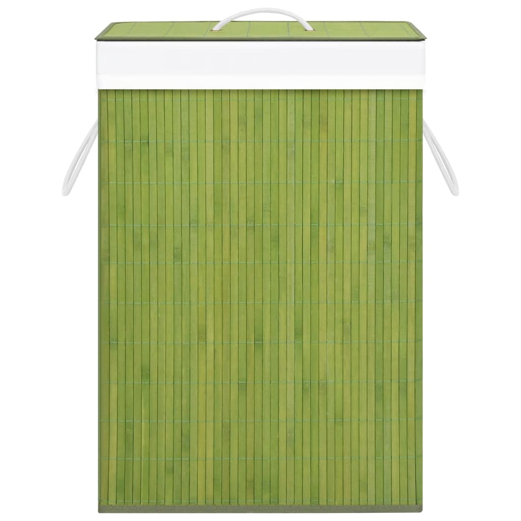 Coș de rufe din bambus cu 2 secțiuni, verde, 72 L - Lando