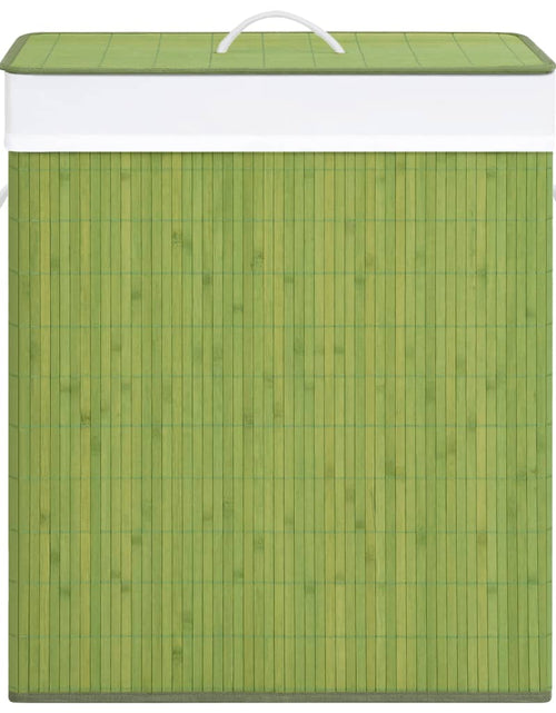 Încărcați imaginea în vizualizatorul Galerie, Coș de rufe din bambus cu 2 secțiuni, verde, 100 L - Lando
