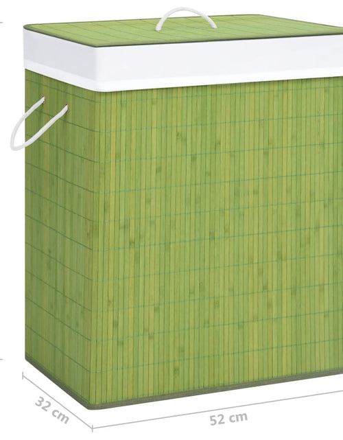 Încărcați imaginea în vizualizatorul Galerie, Coș de rufe din bambus cu 2 secțiuni, verde, 100 L - Lando
