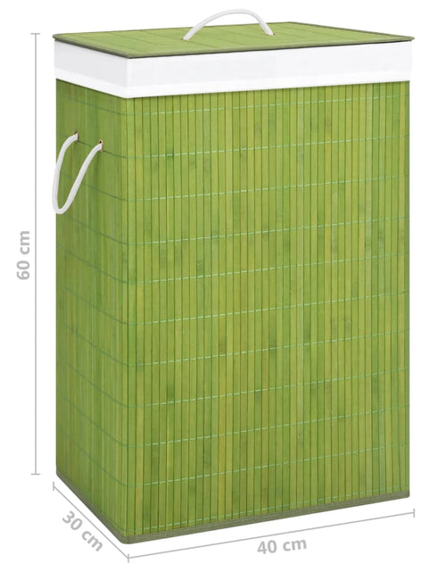 Загрузите изображение в средство просмотра галереи, Coș de rufe din bambus cu o secțiune, verde - Lando
