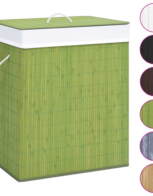 Încărcați imaginea în vizualizatorul Galerie, Coș de rufe din bambus cu o secțiune, verde, 83 L - Lando
