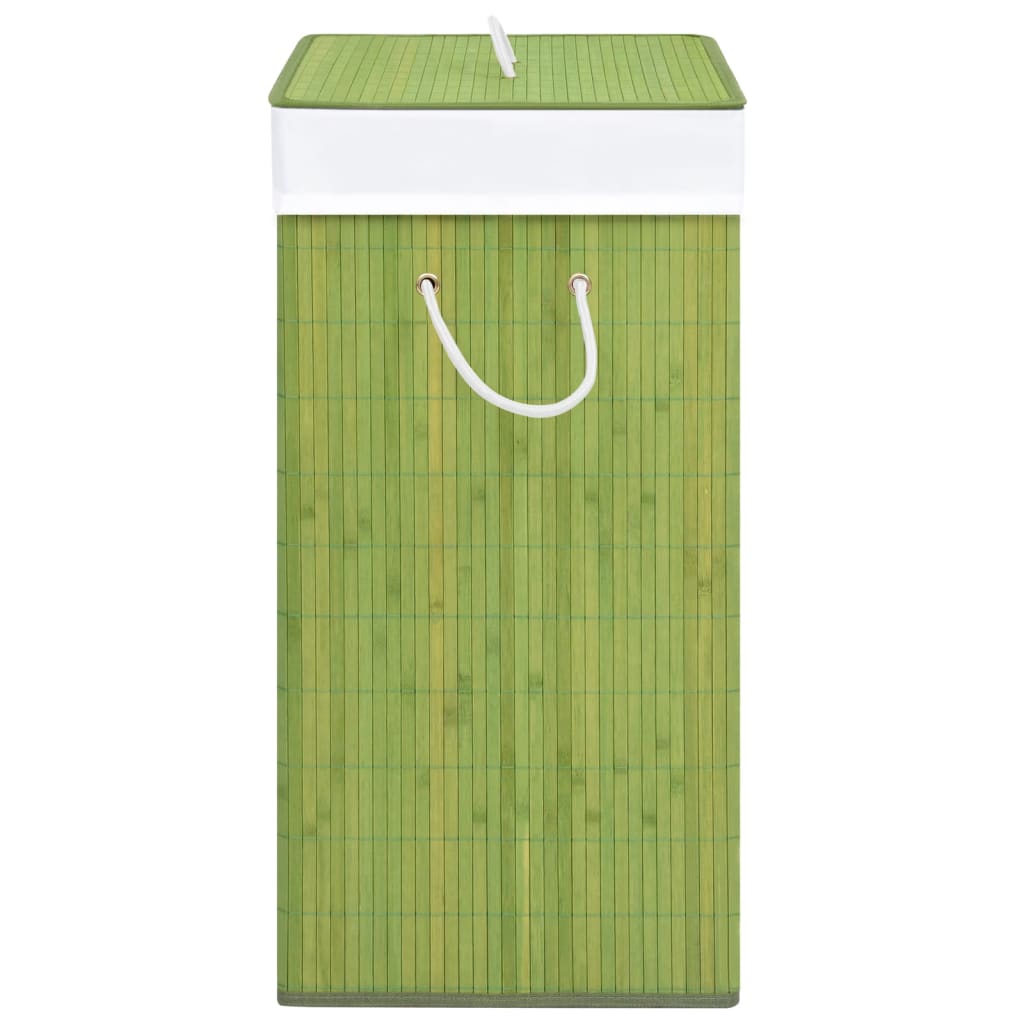 Coș de rufe din bambus cu o secțiune, verde, 83 L - Lando