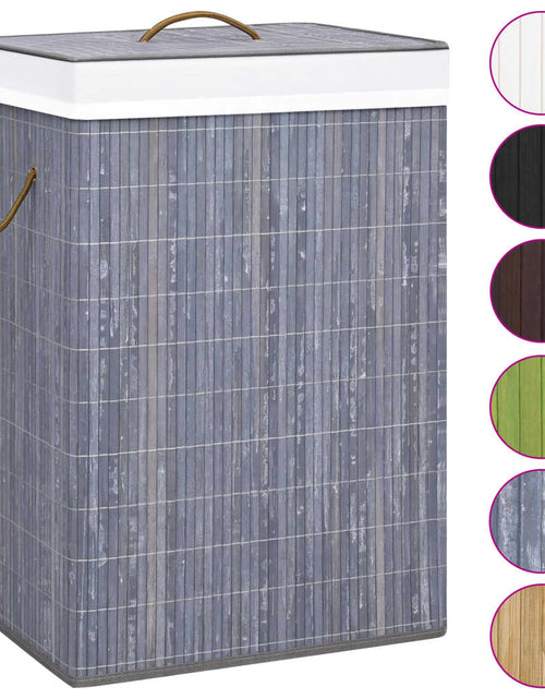 Încărcați imaginea în vizualizatorul Galerie, Coș de rufe din bambus cu o secțiune, gri - Lando
